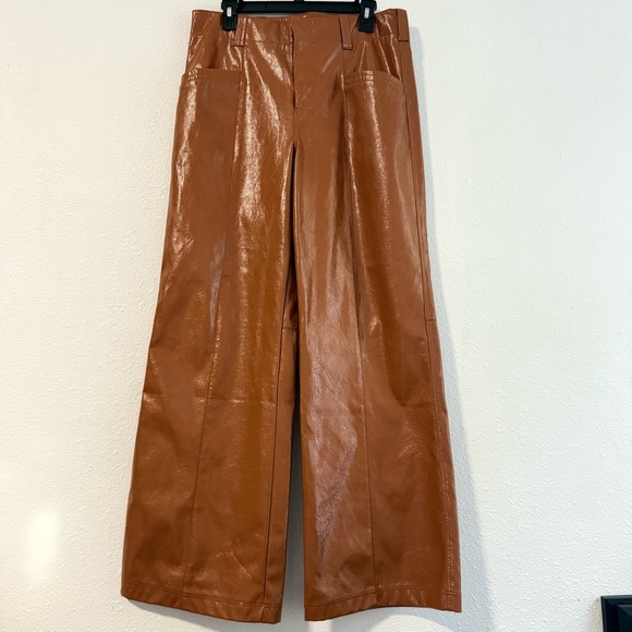 Free People Star Crossed Lovers Straight Faux Leather Pants Size 8 - Picture 3 of 15
